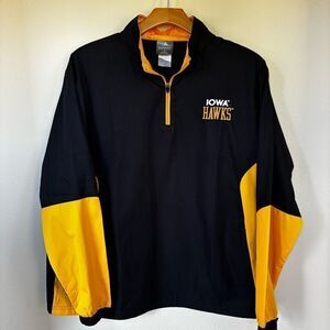 Iowa‎ Hawkeyes Black & Gold Windbreaker Jacket Tailgate Quarter Zip Coat Large